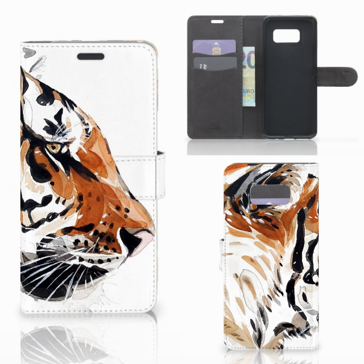 Galaxy S8 Plus Uniek Boekhoesje Watercolor Tiger