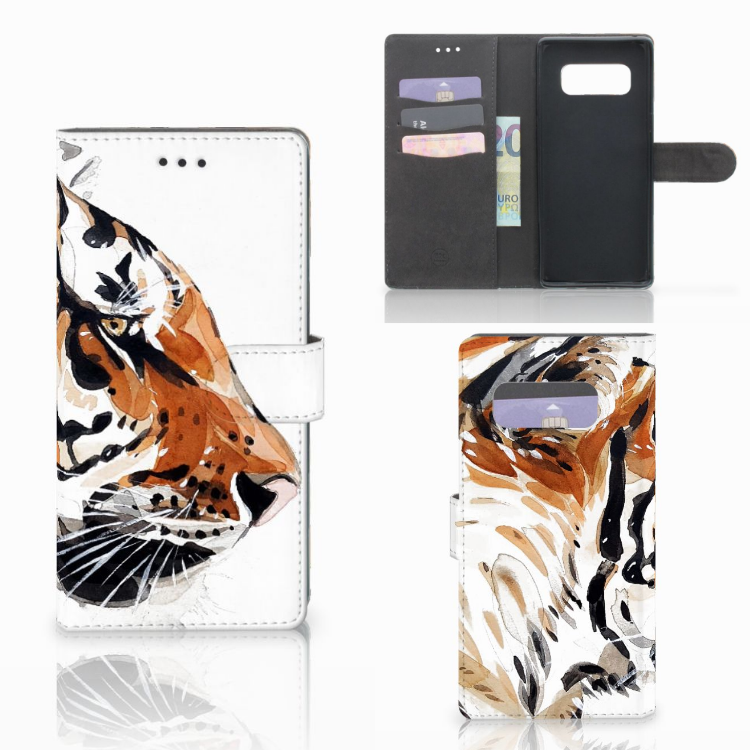 Samsung Galaxy Note 8 Uniek Boekhoesje Watercolor Tiger