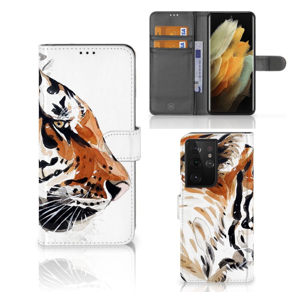 Hoesje Samsung Galaxy S21 Ultra Watercolor Tiger