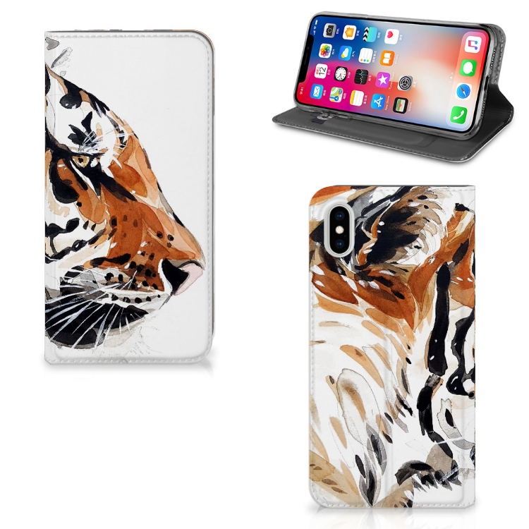 Apple iPhone Xs Max Uniek Standcase Hoesje Watercolor Tiger