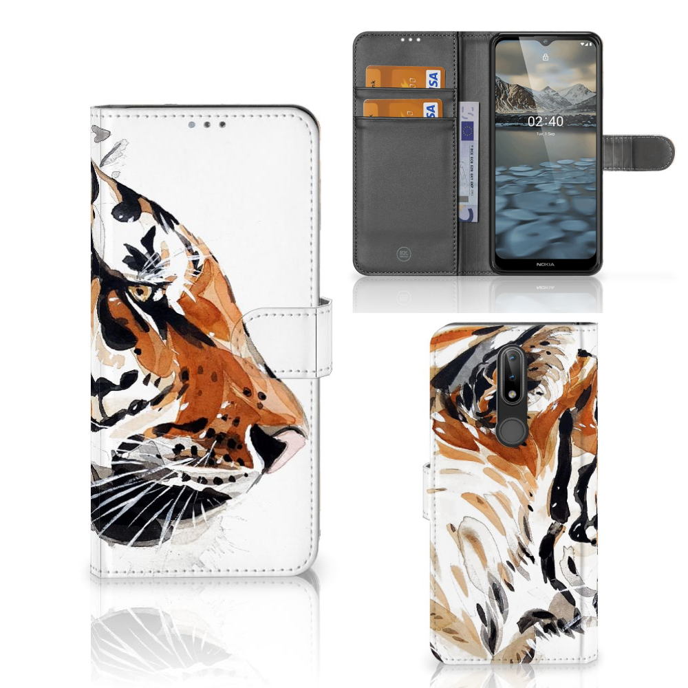 Hoesje Nokia 2.4 Watercolor Tiger