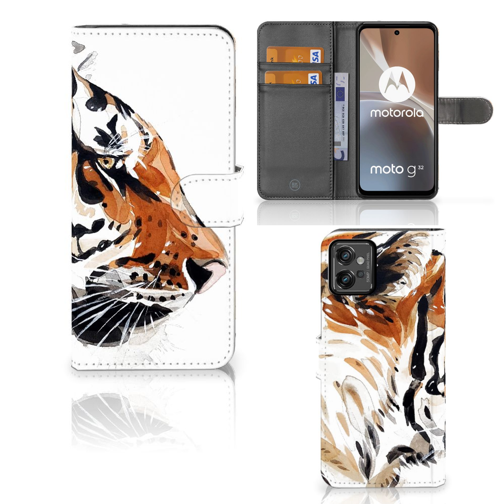 Hoesje Motorola Moto G32 Watercolor Tiger