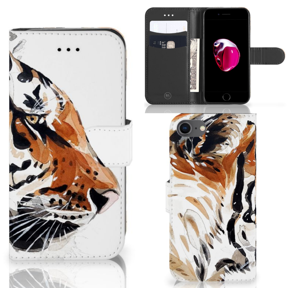 Apple iPhone 7 | 8 Uniek Boekhoesje Watercolor Tiger