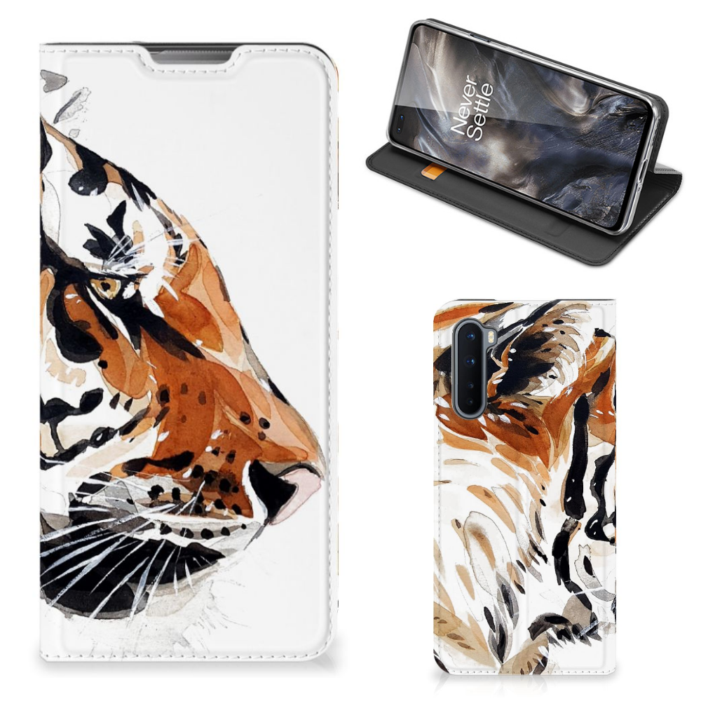 Bookcase OnePlus Nord Watercolor Tiger