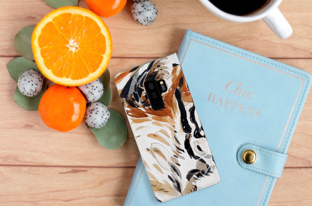 Bookcase Samsung Galaxy S9 Plus Watercolor Tiger