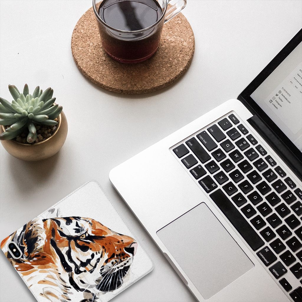 Bookcase Apple iPhone Xs Max Watercolor Tiger
