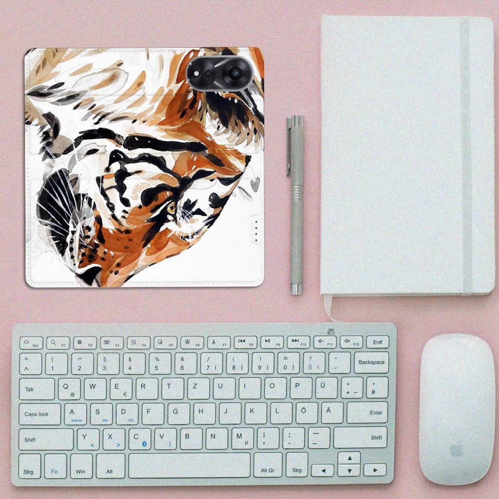 Bookcase OPPO A78 | A58 5G Watercolor Tiger
