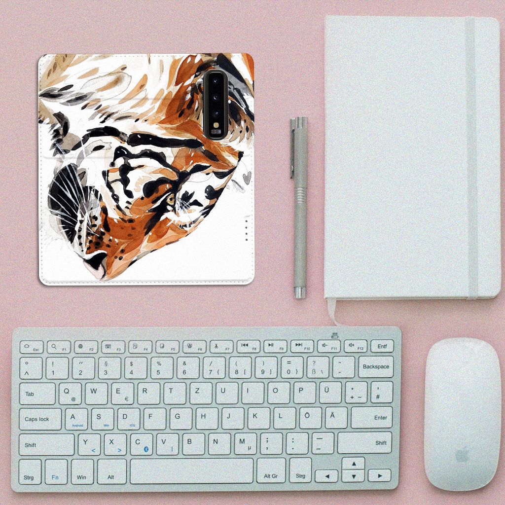 Bookcase Samsung Galaxy S10 Watercolor Tiger