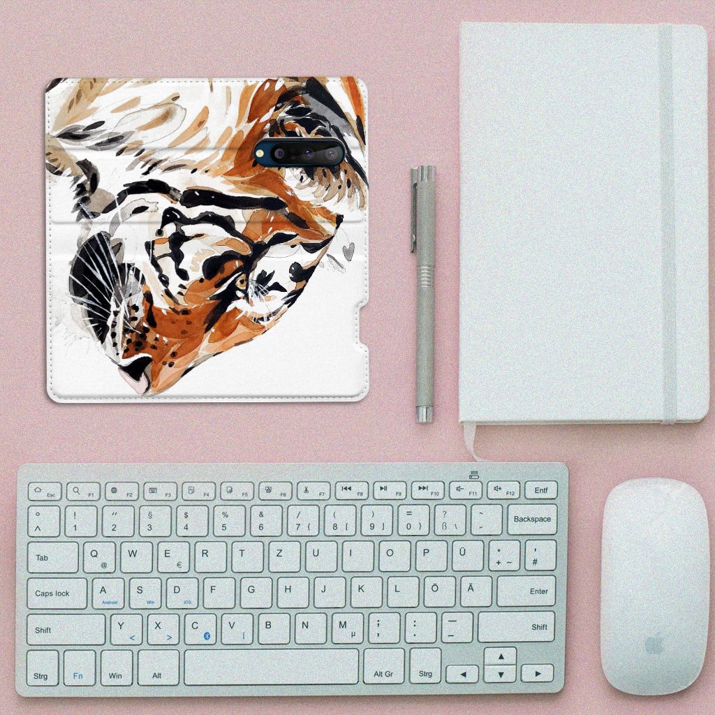 Bookcase OnePlus 8 Watercolor Tiger