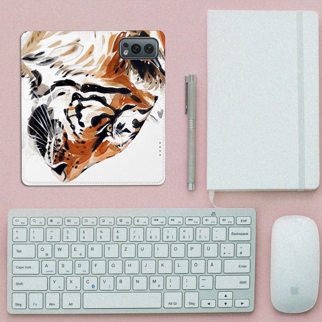 Bookcase OnePlus Nord 2 5G Watercolor Tiger