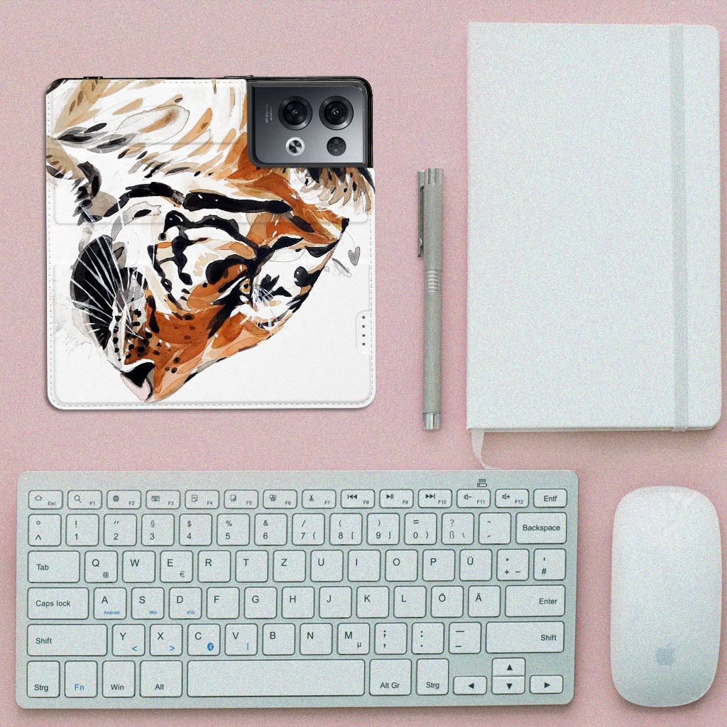 Bookcase OPPO Reno8 Pro Watercolor Tiger