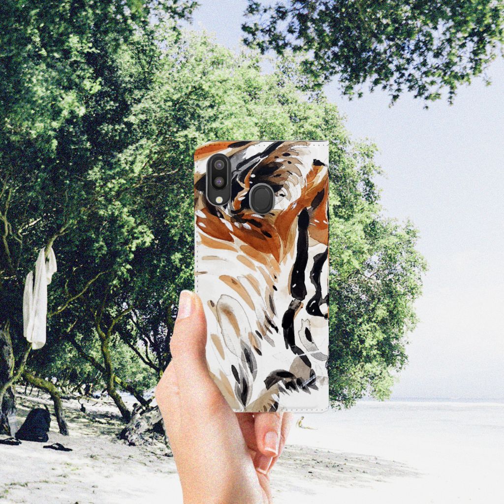 Bookcase Samsung Galaxy M20 Watercolor Tiger