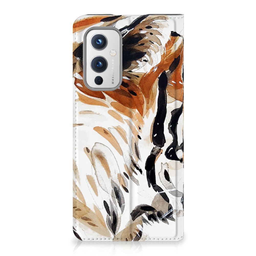 Bookcase OnePlus 9 Watercolor Tiger