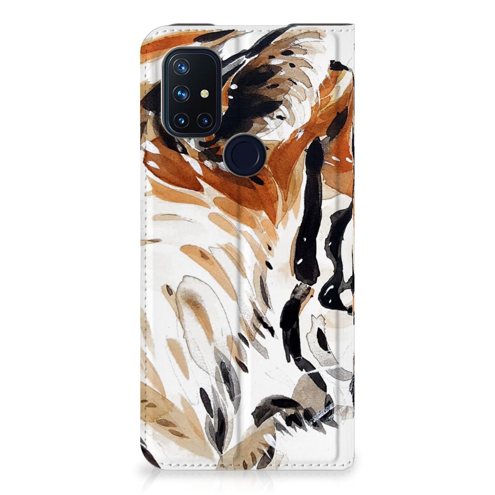 Bookcase OnePlus Nord N10 5G Watercolor Tiger