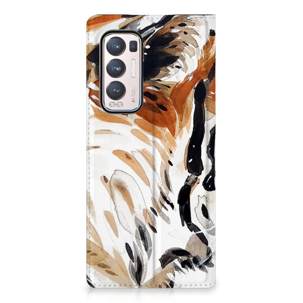 Bookcase OPPO Find X3 Neo Watercolor Tiger