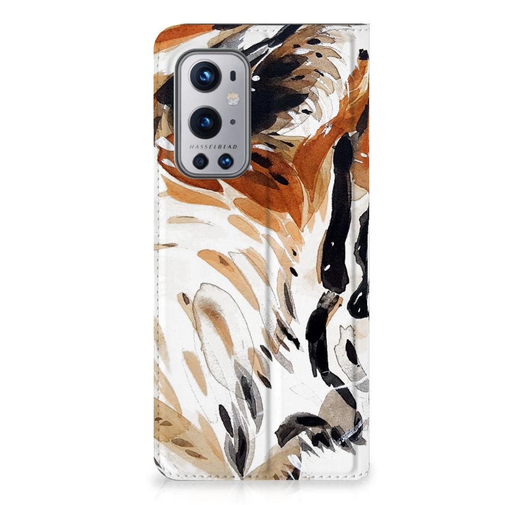 Bookcase OnePlus 9 Pro Watercolor Tiger