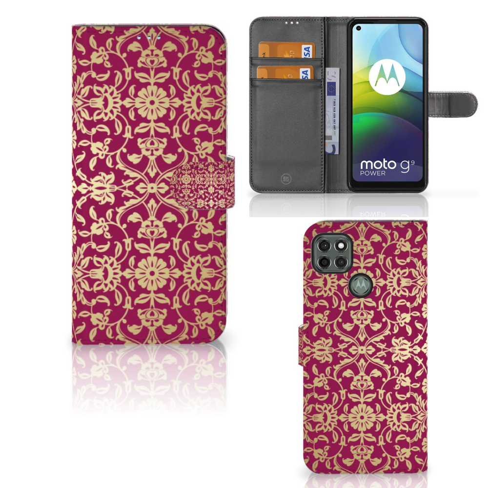 Wallet Case Motorola Moto G9 Power Barok Pink