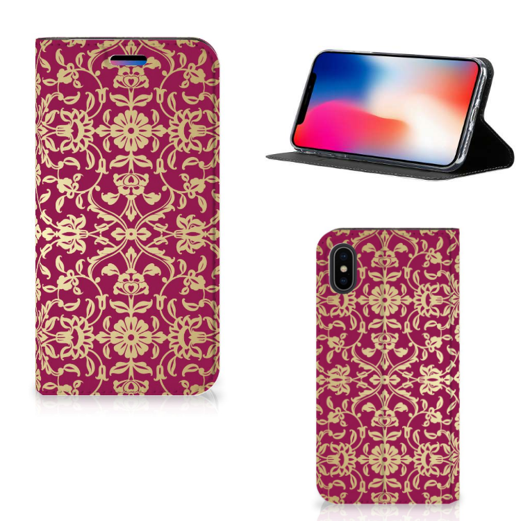 Apple iPhone X | Xs Standcase Hoesje Design Barok Pink