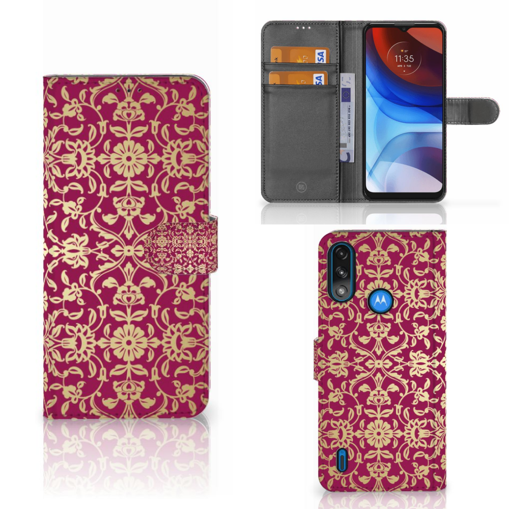 Wallet Case Motorola Moto E7i Power | E7 Power Barok Pink