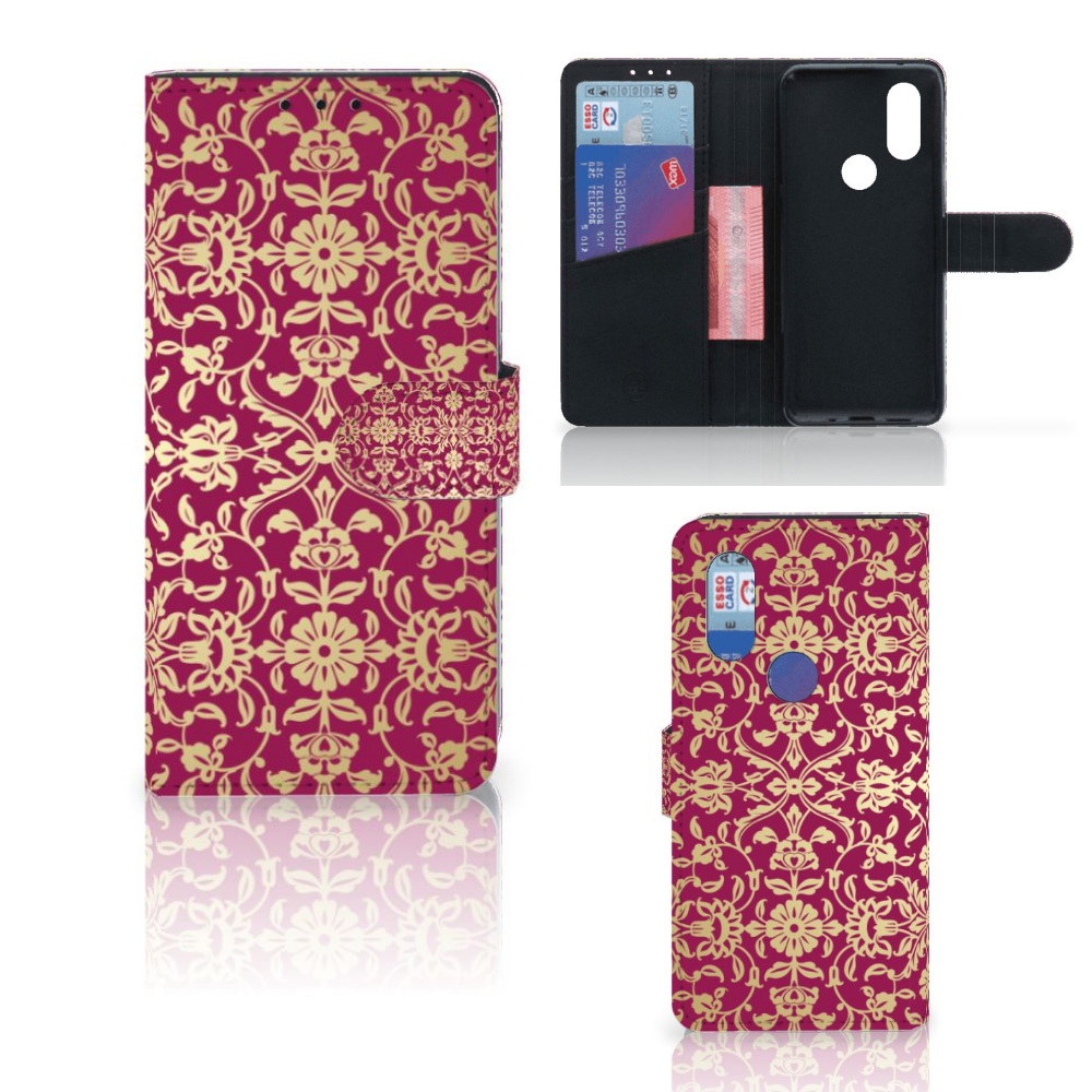 Wallet Case Motorola One Vision Barok Pink