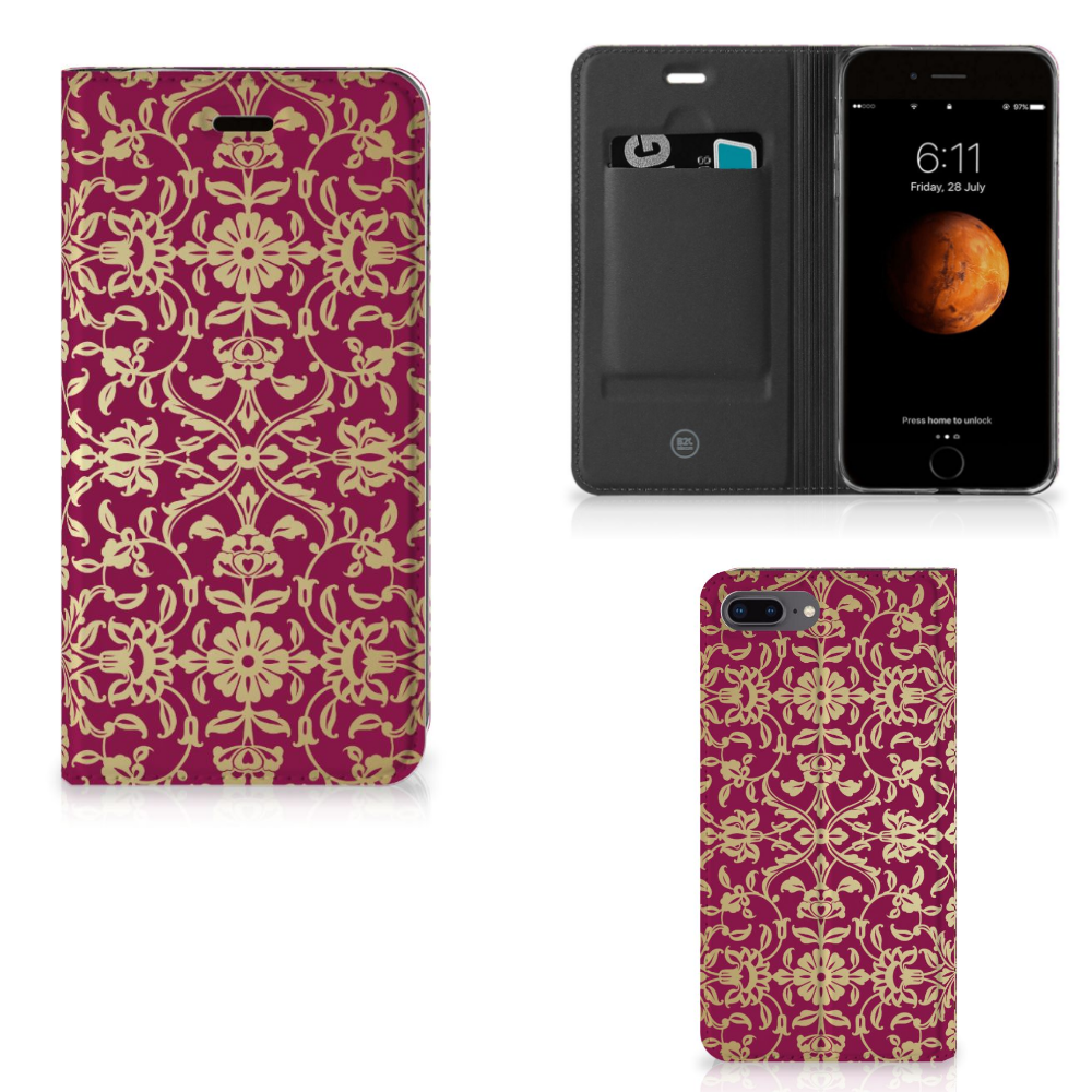 Apple iPhone 7 Plus | 8 Plus Standcase Hoesje Design Barok Pink