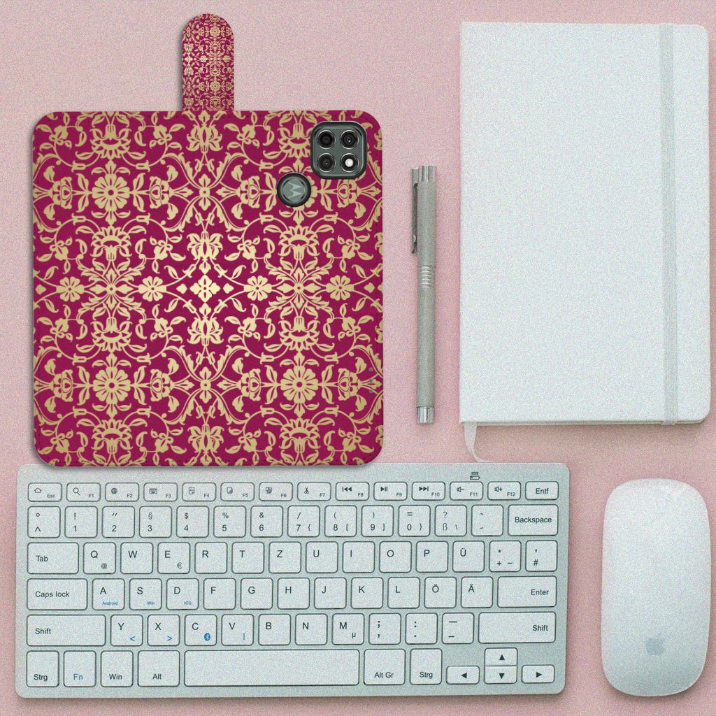 Wallet Case Motorola Moto G9 Power Barok Pink