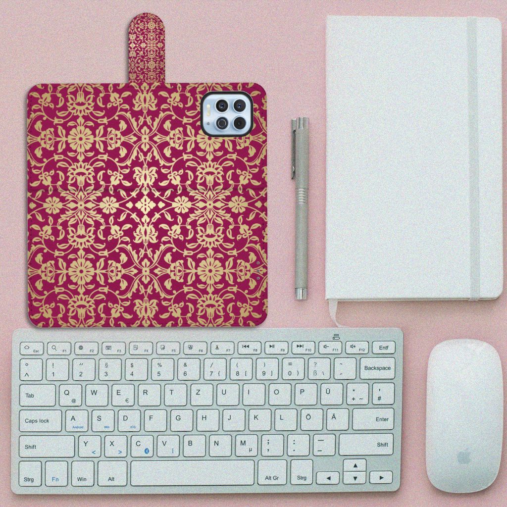 Wallet Case Motorola Moto G100 Barok Pink