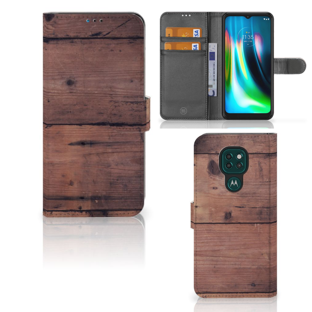 Motorola Moto G9 Play | E7 Plus Book Style Case Old Wood