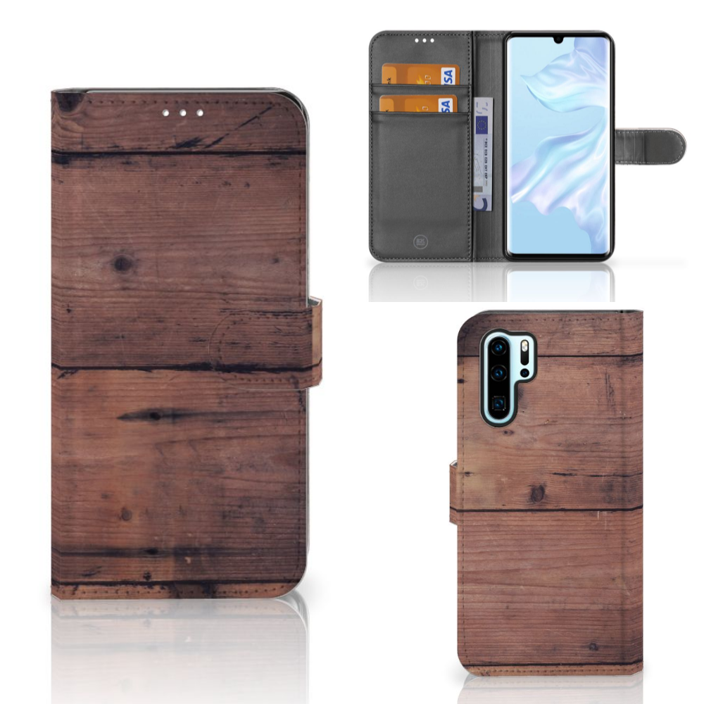 Huawei P30 Pro Book Style Case Old Wood