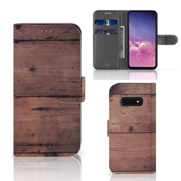 Samsung Galaxy S10e Book Style Case Old Wood