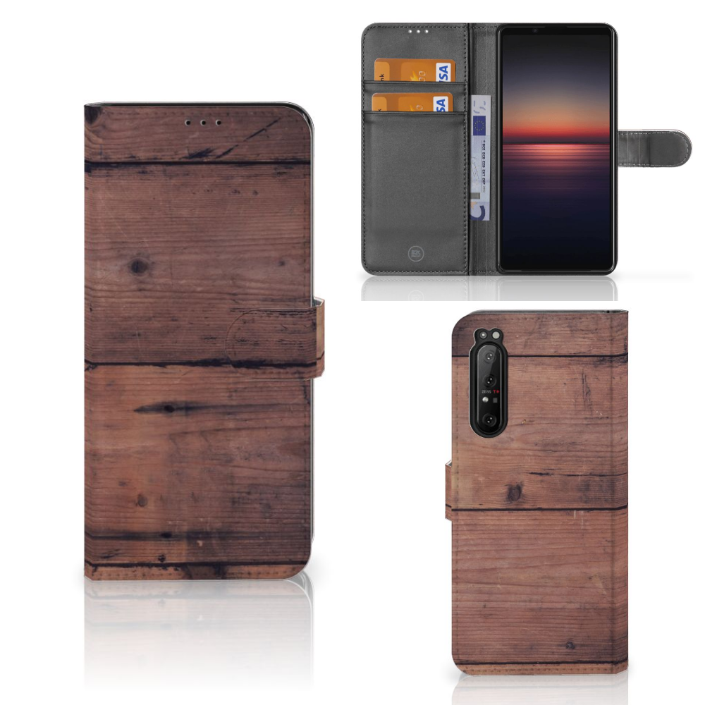 Sony Xperia 1 II Book Style Case Old Wood