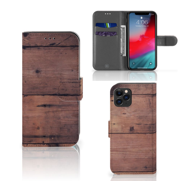 Apple iPhone 11 Pro Book Style Case Old Wood