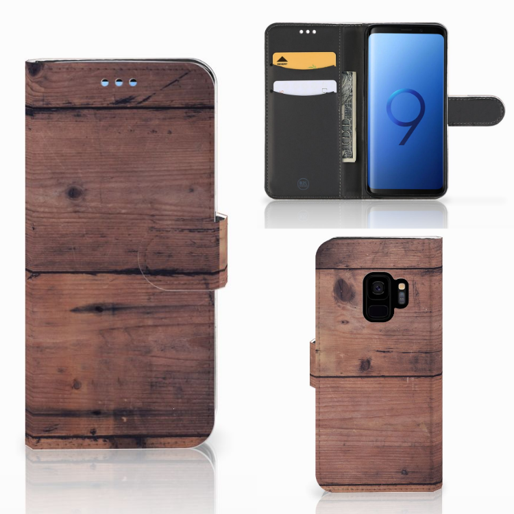 Samsung Galaxy S9 Book Style Case Old Wood