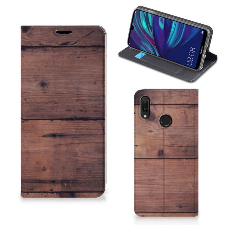 Huawei Y7 hoesje Y7 Pro (2019) Book Wallet Case Old Wood