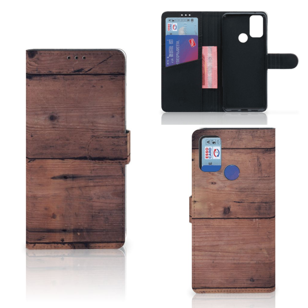 Alcatel 1S (2021) Book Style Case Old Wood