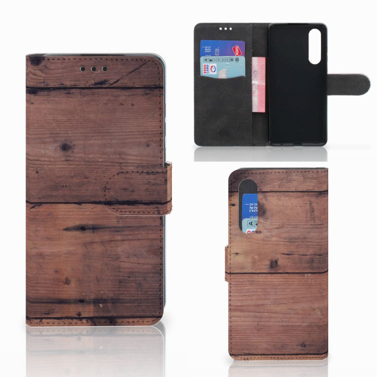 Huawei P30 Book Style Case Old Wood