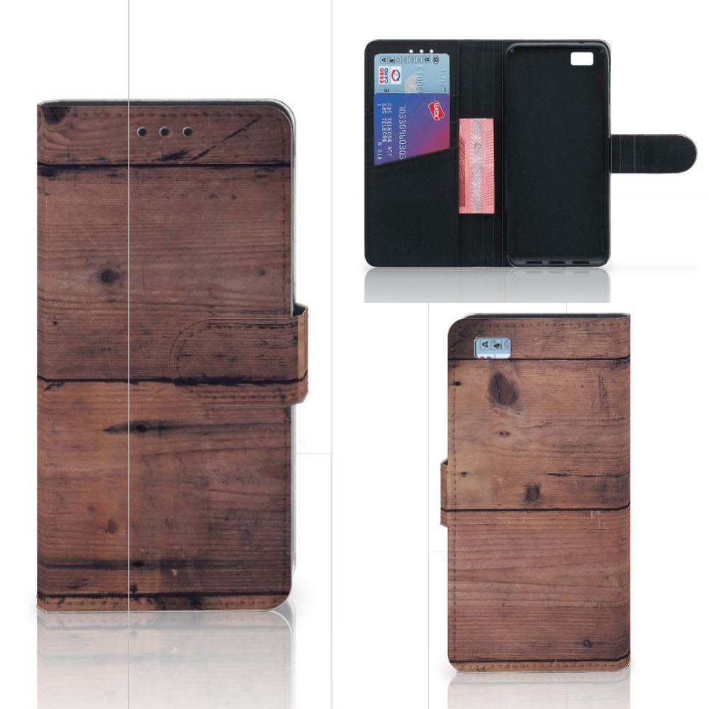 Huawei Ascend P8 Lite Book Style Case Old Wood