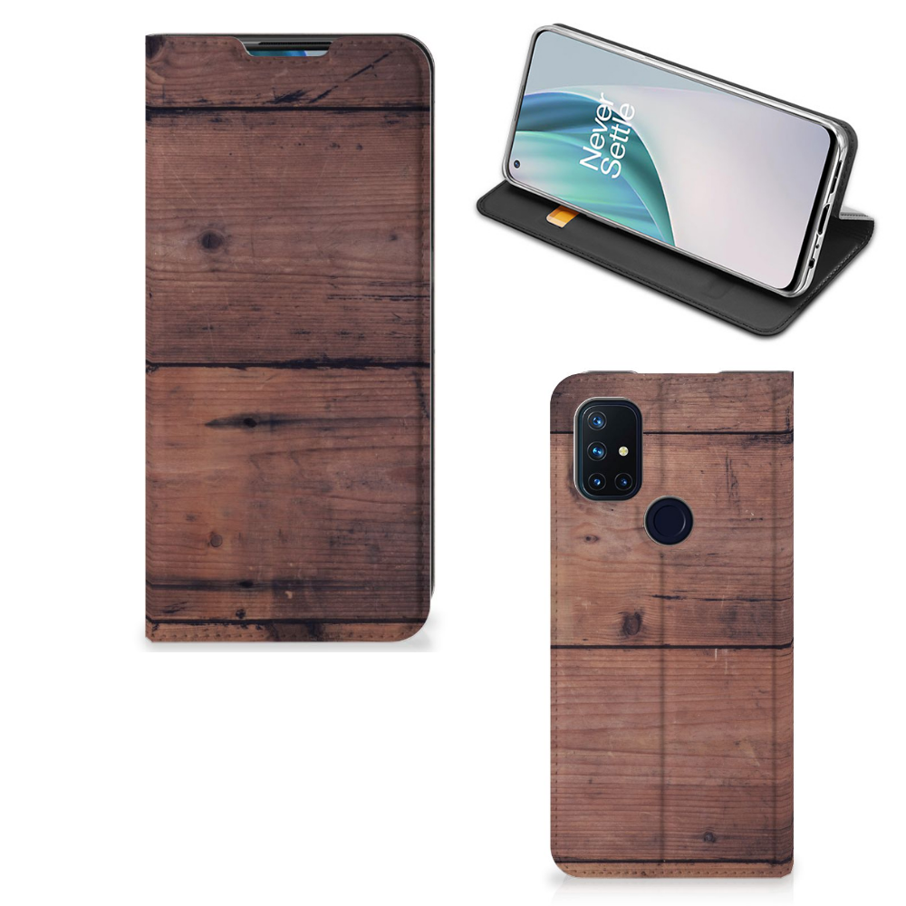 OnePlus Nord N10 5G Book Wallet Case Old Wood