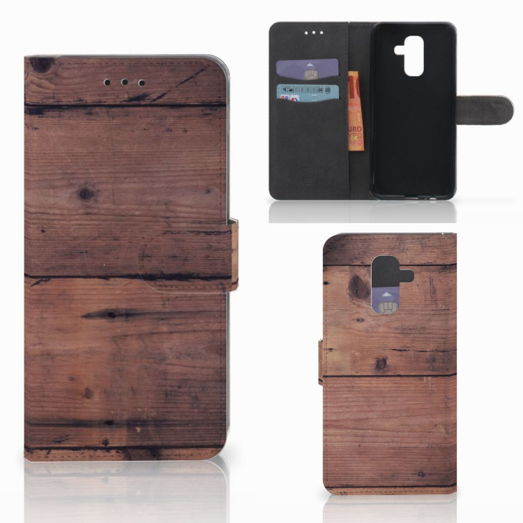 Samsung Galaxy A6 Plus 2018 Book Style Case Old Wood