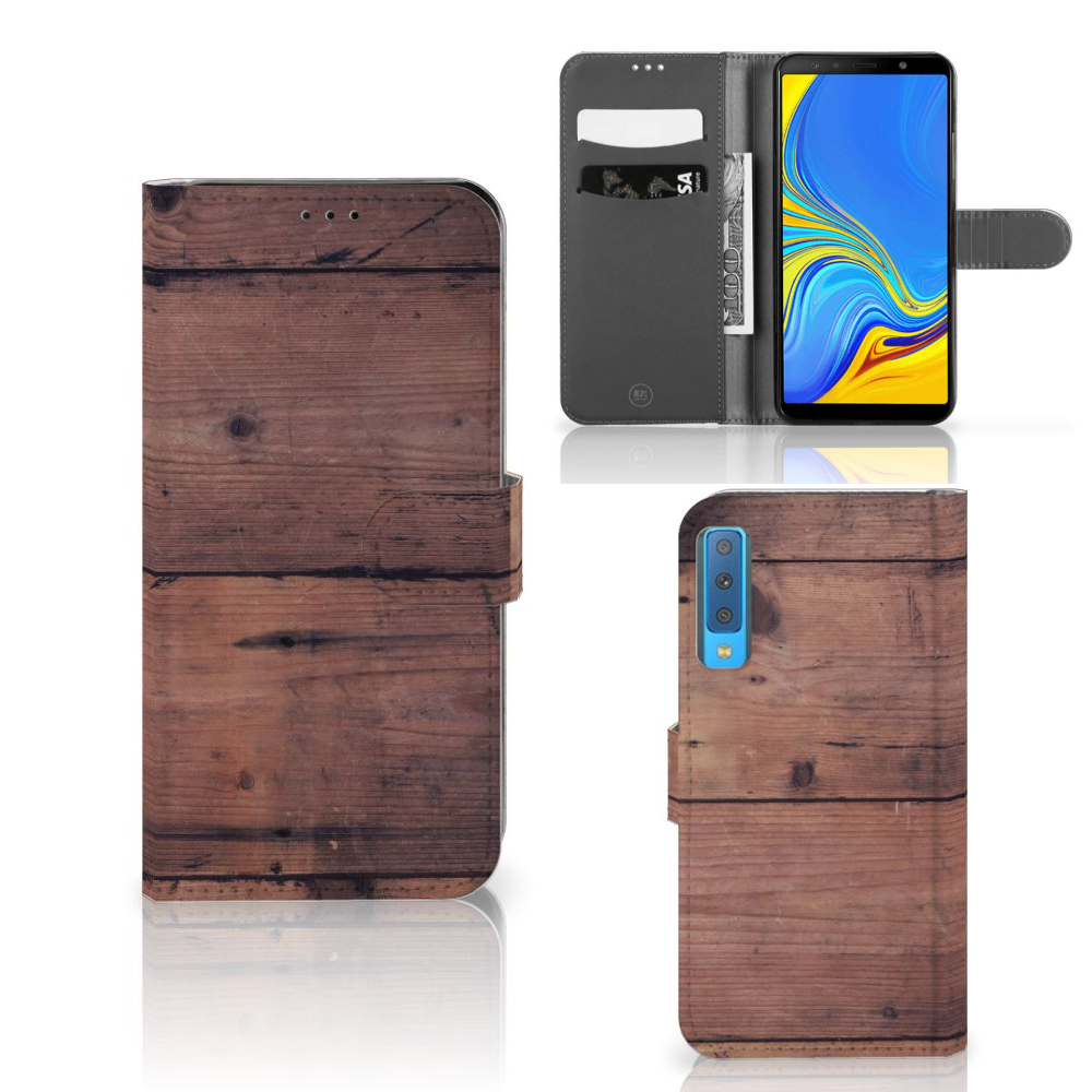 Samsung Galaxy A7 (2018) Book Style Case Old Wood