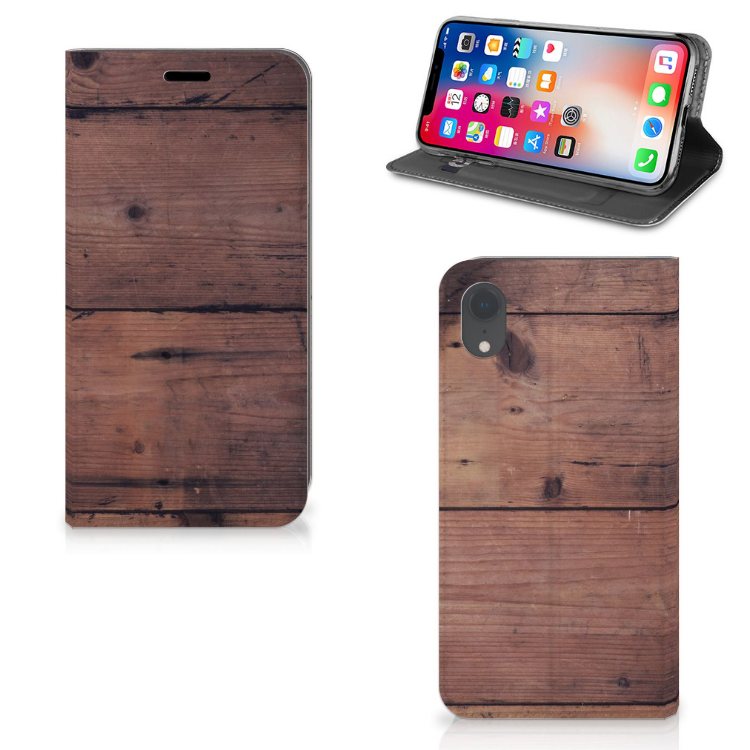 Apple iPhone Xr Uniek Standcase Hoesje Old Wood