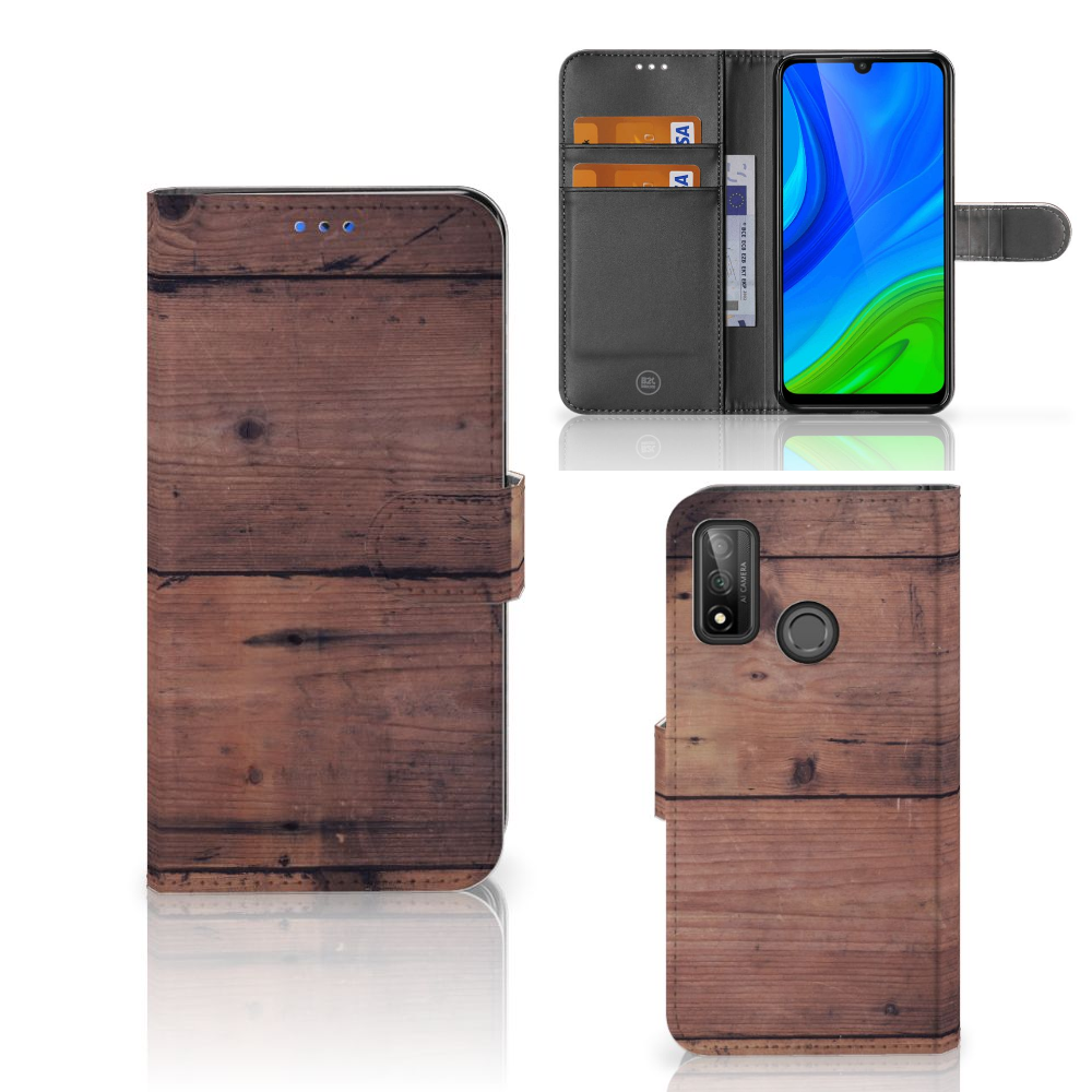 Huawei P Smart 2020 Book Style Case Old Wood