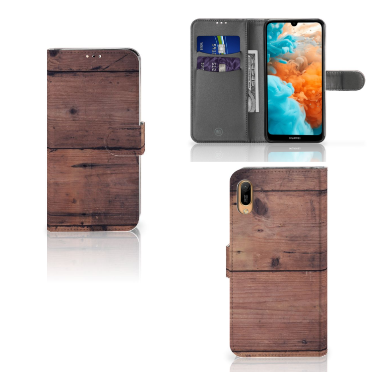 Huawei Y6 (2019) Book Style Case Old Wood