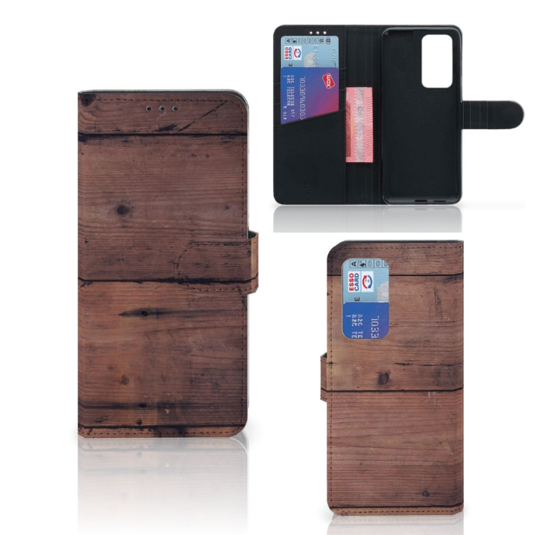 Huawei P40 Pro Book Style Case Old Wood