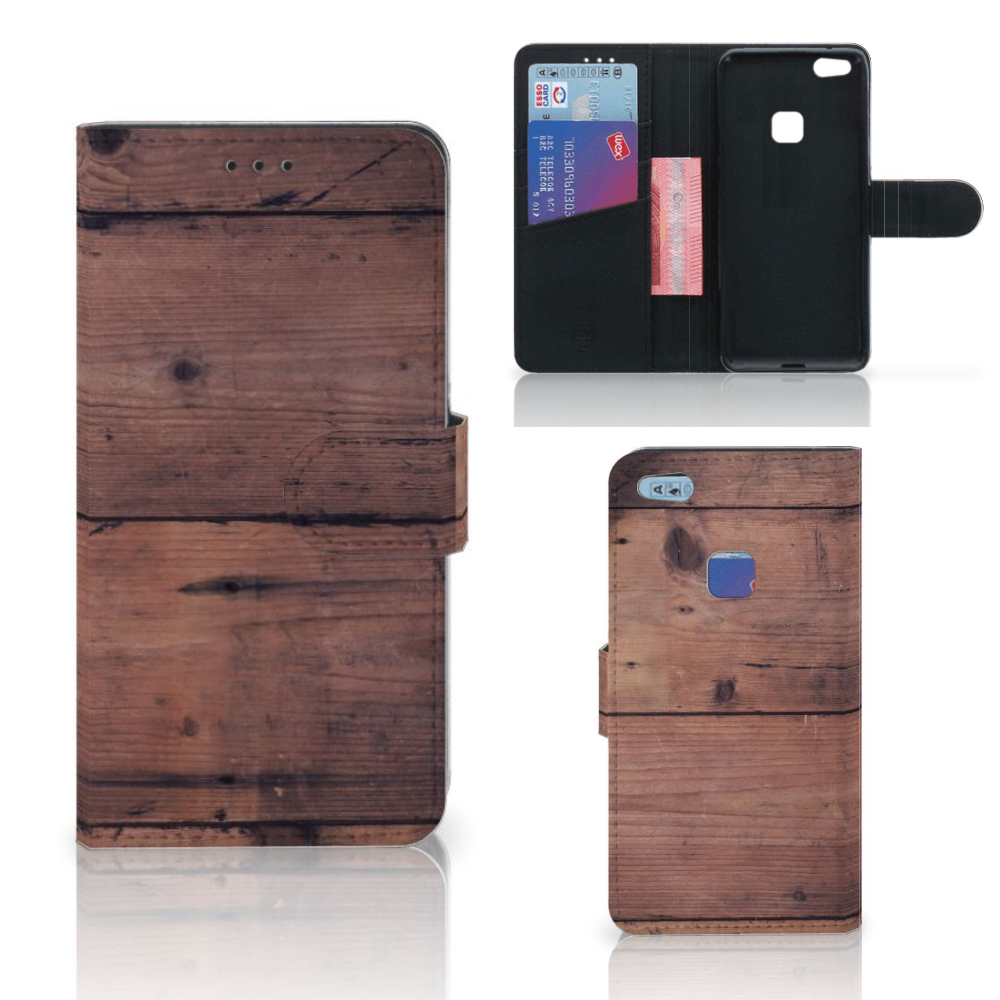 Huawei P10 Lite Book Style Case Old Wood