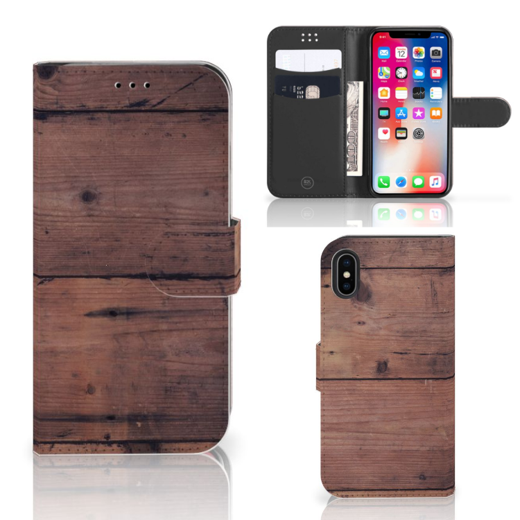 Apple iPhone X | Xs Uniek Boekhoesje Old Wood
