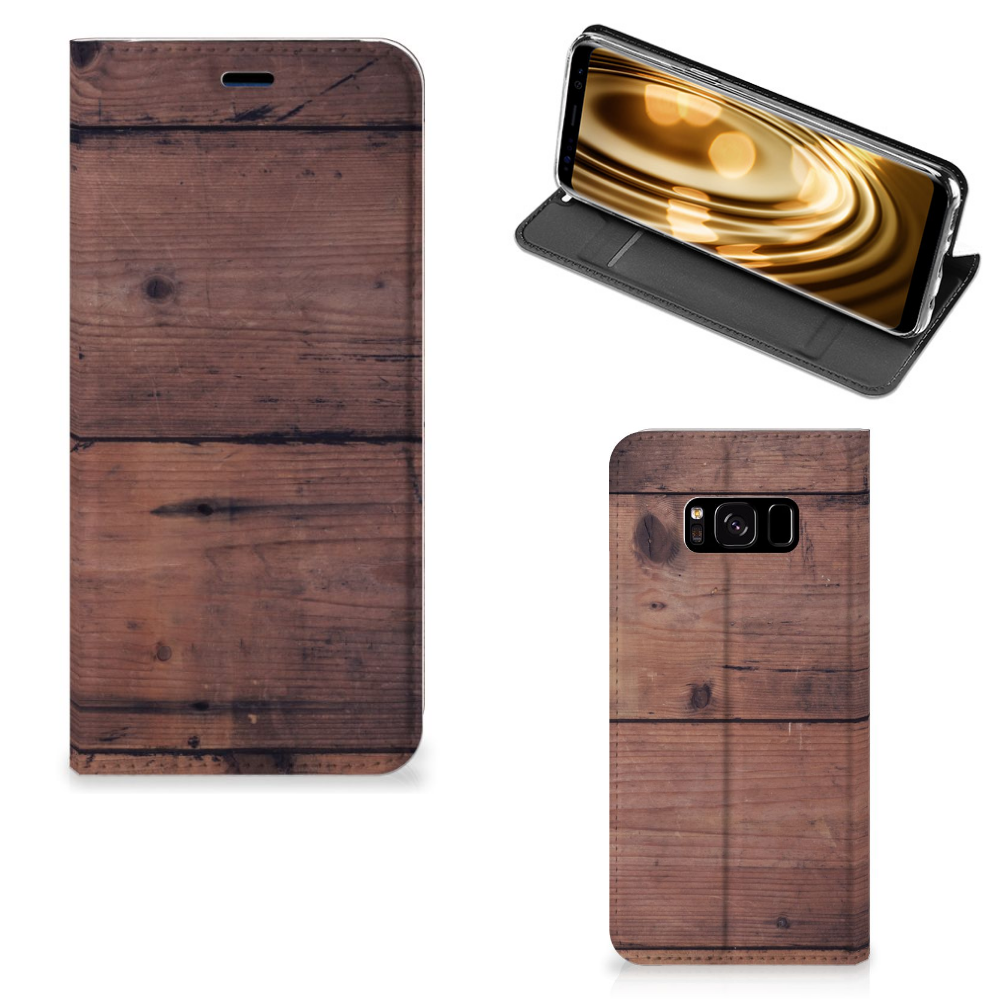 Samsung Galaxy S8 Uniek Standcase Hoesje Old Wood