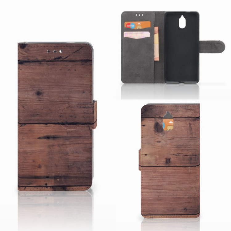 Nokia 3.1 (2018) Book Style Case Old Wood
