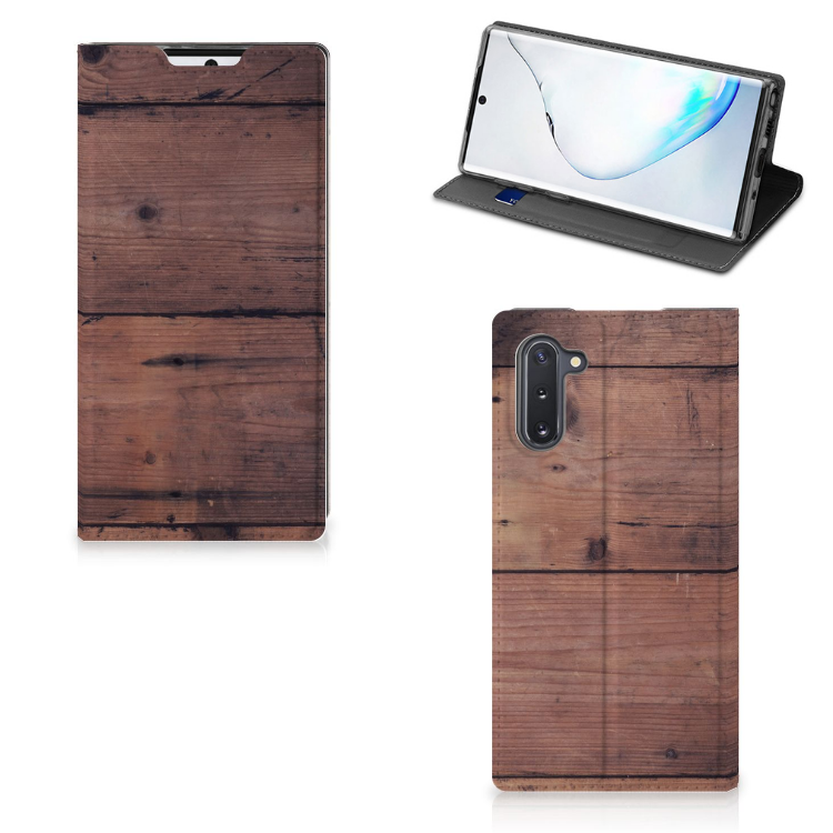 Samsung Galaxy Note 10 Book Wallet Case Old Wood