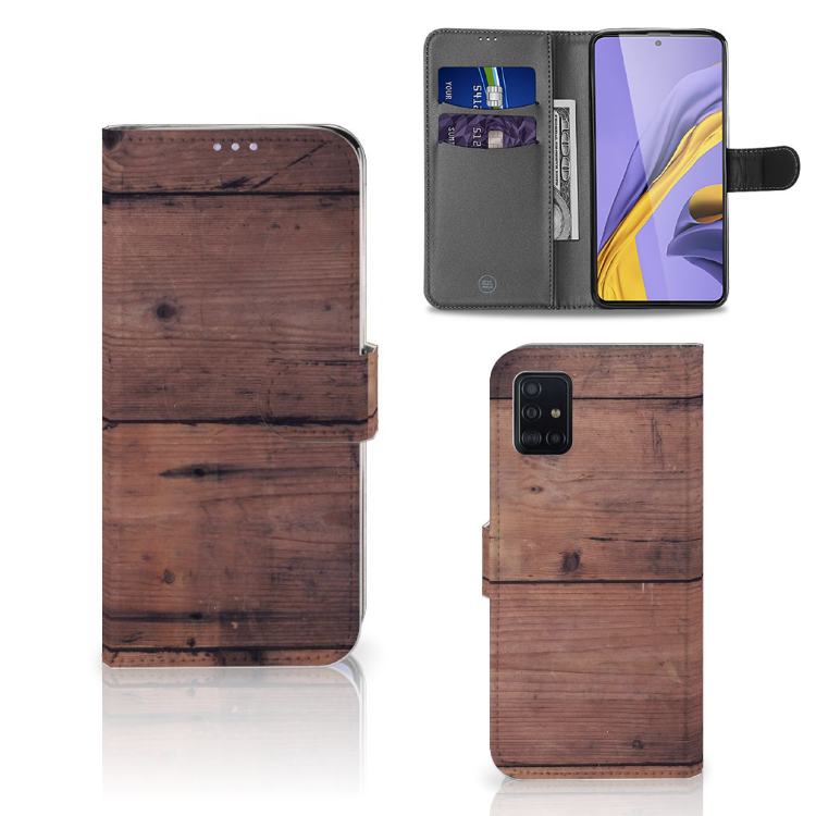 Samsung Galaxy A51 Book Style Case Old Wood